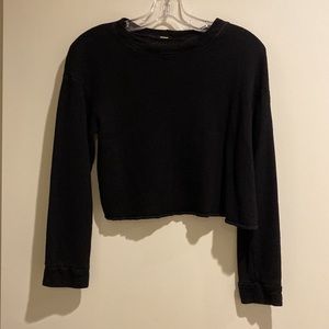 Monrow crop sweatshirt black XS, perforated/mesh back
